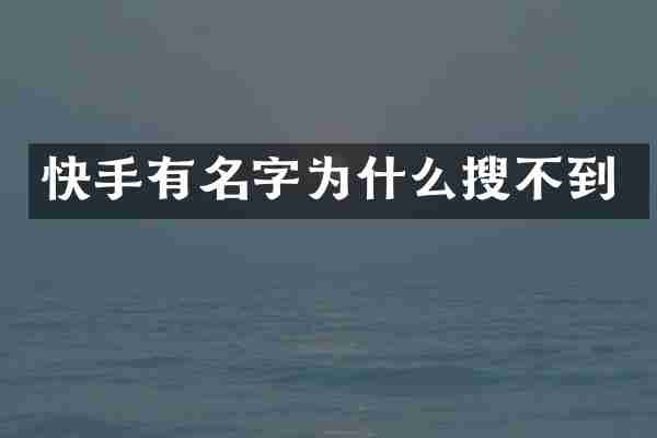 快手有名字为什么搜不到