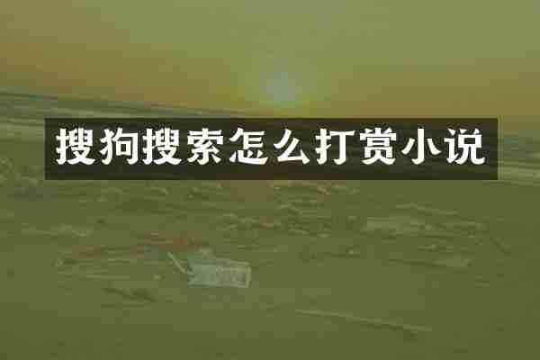 搜狗搜索怎么打赏小说