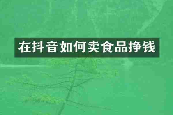 在抖音如何卖食品挣钱