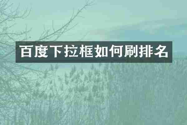 百度下拉框如何刷排名