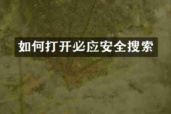 如何打开必应安全搜索