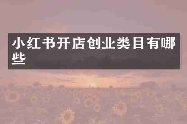 小红书开店创业类目有哪些