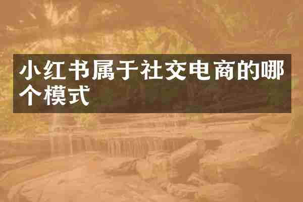 小红书属于社交电商的哪个模式