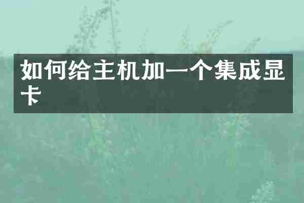 如何给主机加一个集成显卡