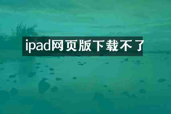 ipad网页版下载不了