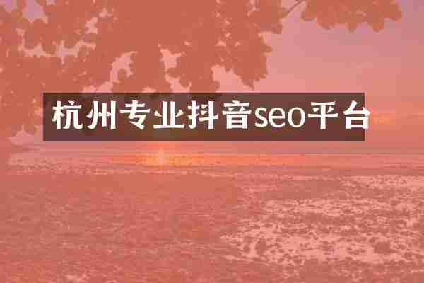 杭州专业抖音seo平台