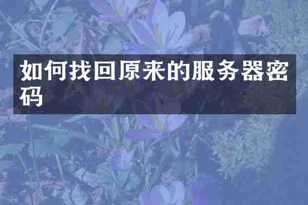 如何找回原来的服务器密码