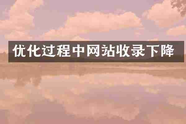 优化过程中网站收录下降