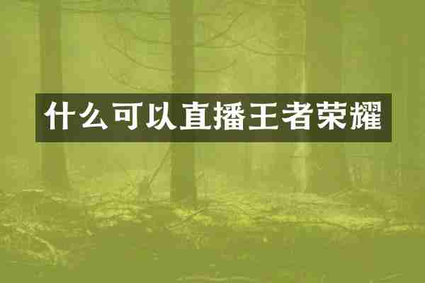 什么可以直播王者荣耀