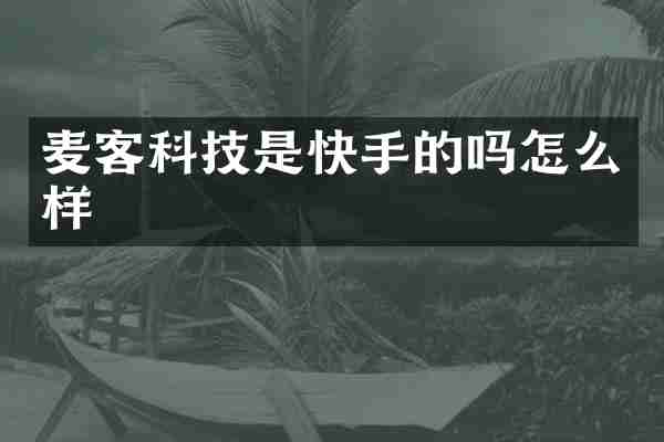 麦客科技是快手的吗怎么样