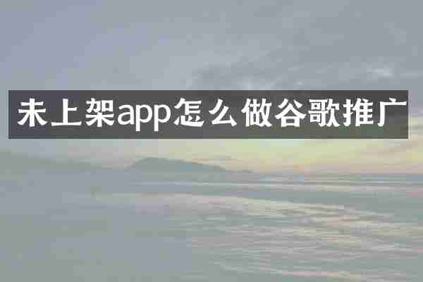 未上架app怎么做谷歌推广
