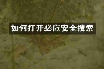如何打开必应安全搜索