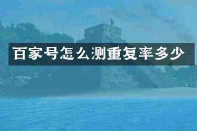 百家号怎么测重复率多少
