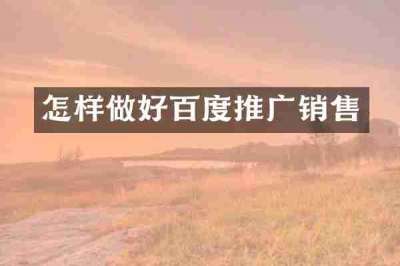 怎样做好百度推广销售