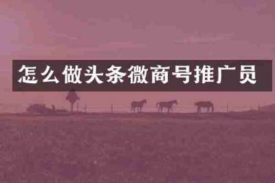 怎么做头条微商号推广员