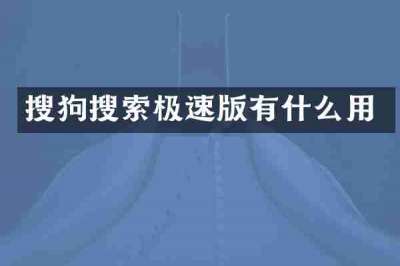 搜狗搜索极速版有什么用