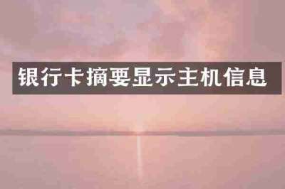 银行卡摘要显示主机信息
