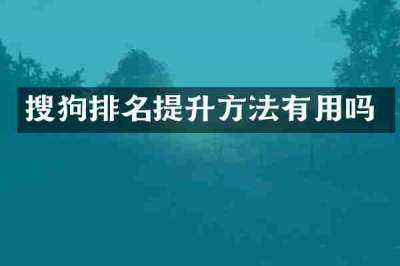 搜狗排名提升方法有用吗