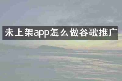 未上架app怎么做谷歌推广