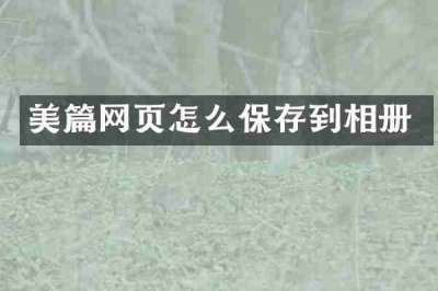 美篇网页怎么保存到相册