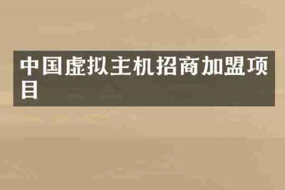 中国虚拟主机招商加盟项目