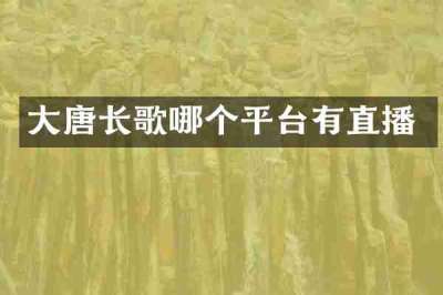 大唐长歌哪个平台有直播