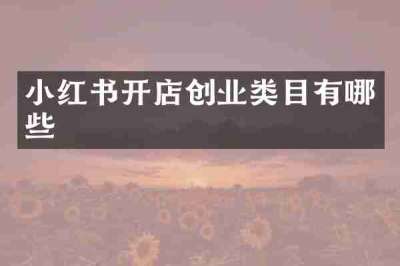 小红书开店创业类目有哪些