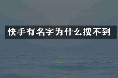 快手有名字为什么搜不到
