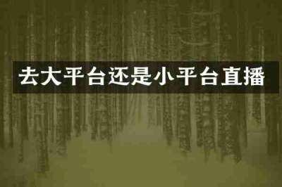 去大平台还是小平台直播
