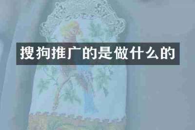搜狗推广的是做什么的