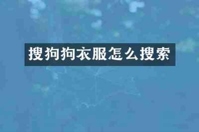 搜狗狗衣服怎么搜索