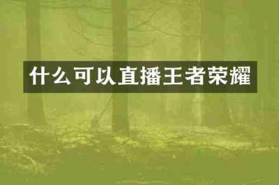 什么可以直播王者荣耀