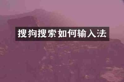搜狗搜索如何输入法