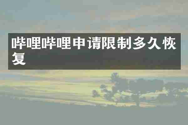 哔哩哔哩申请限制多久恢复