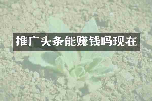 推广头条能赚钱吗现在
