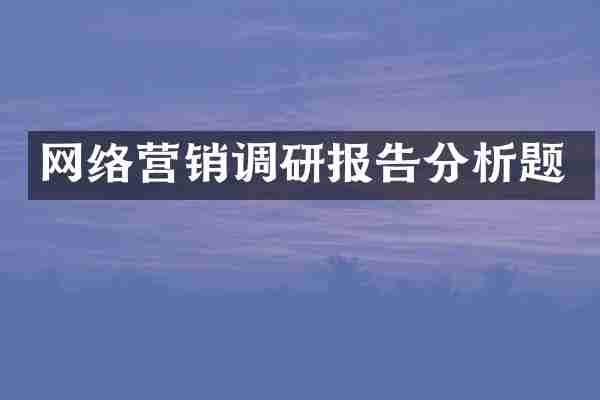 网络营销调研报告分析题