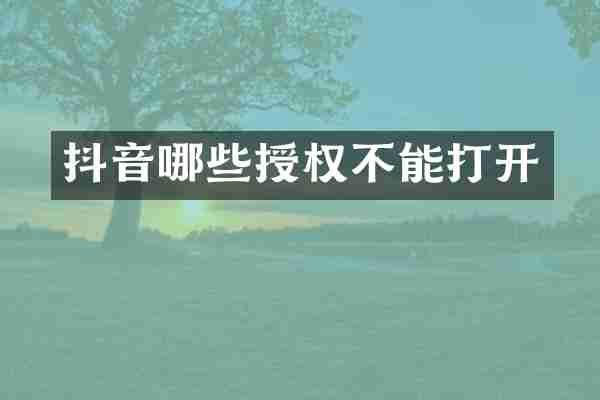 抖音哪些授权不能打开