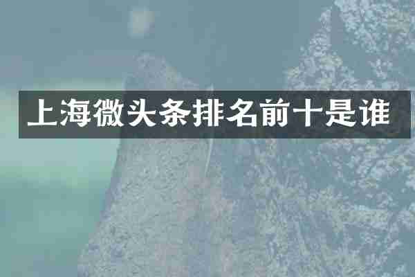上海微头条排名前十是谁