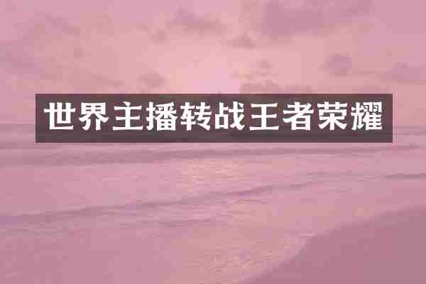 世界主播转战王者荣耀