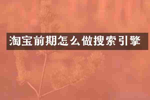 淘宝前期怎么做搜索引擎