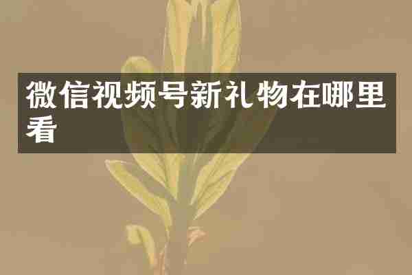 微信视频号新礼物在哪里看