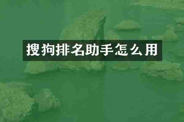 搜狗排名助手怎么用