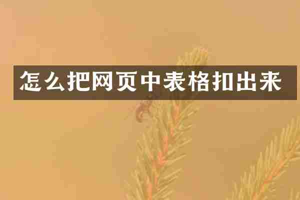 怎么把网页中表格扣出来