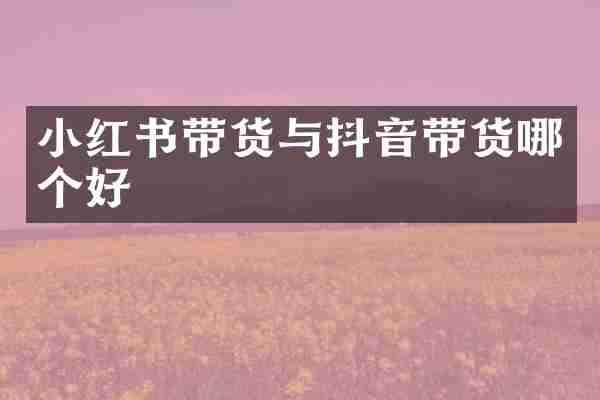 小红书带货与抖音带货哪个好