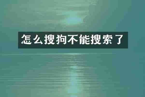 怎么搜狗不能搜索了