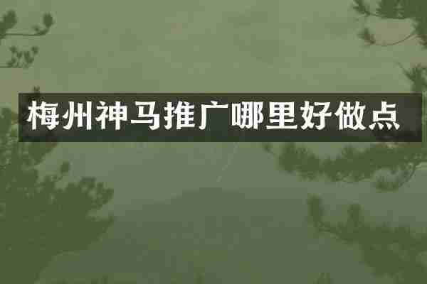 梅州神马推广哪里好做点