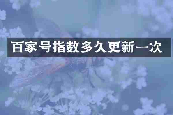 百家号指数多久更新一次