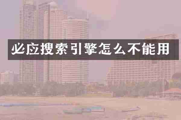 必应搜索引擎怎么不能用