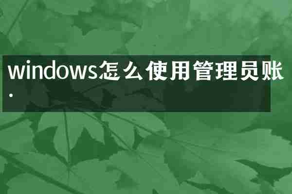 windows怎么使用管理员账户