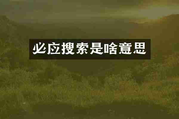 必应搜索是啥意思